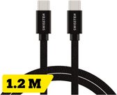 Swissten USB-C naar USB-C Kabel voor o.a. Samsung, Apple iPhone 15 & iPad - 1.2M - Zwart
