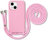 Étui Armordrop avec cordon adapté pour iPhone 13 - Étui en Siliconen avec cordon - Rose