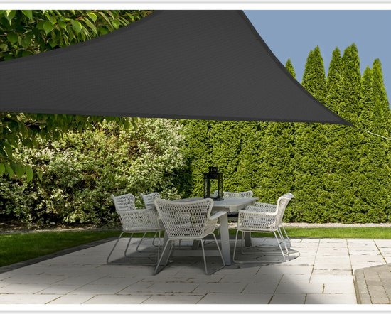 Toile d'ombrage/parasol triangle anthracite 3 mètres avec accessoires de suspension