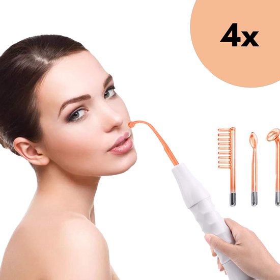 Colorplease High Frequency Wand Facial Huid incl 4 opzetstukken van glas - Anti Acne - Anti Aging - Skin Care - Anti Rosacea - Collageen Booster - Haargroei product vrouwen en mannen