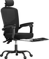 Chaise de bureau - Fauteuil ergonomique BIGZZIA - avec accoudoirs / appui-tête / repose-pieds - Support lombaire réglable - Zwart