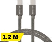 Swissten USB-C naar USB-C kabel voor o.a. Samsung, Apple iPhone 15 & iPad - 1.2M - Grijs
