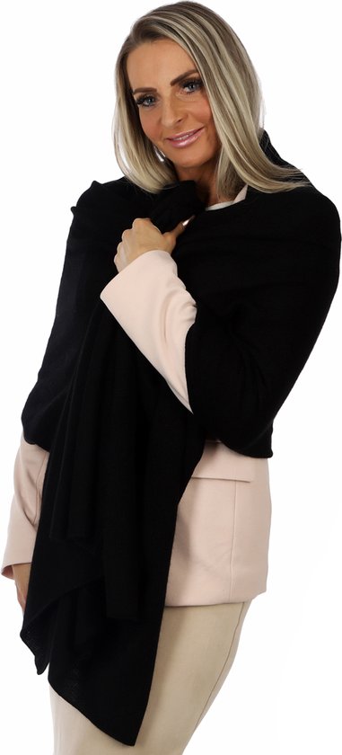 Pashmina Shine-Zwart-Cashmere-Moederdag-Vaderdag-Sjaal Dames-Sjaal Heren-Sjaal Zomer-Zijden Sjaal-200*70 cm-Made In Italy-Sjaals-Dames-Sjaals Lente-ModeSjaals-Sjaals