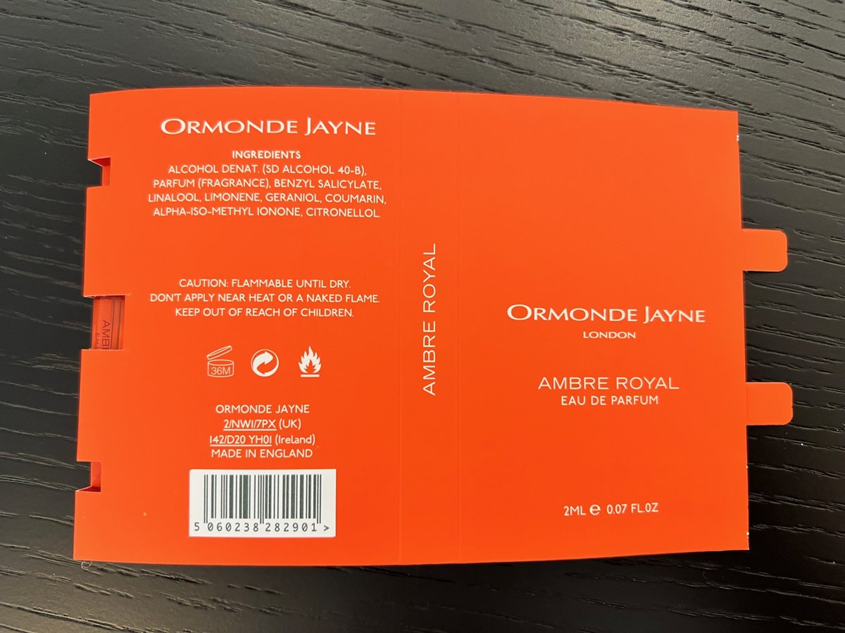 Ormonde Jayne - AMBRE ROYAL - 2ml EDP Original Sample