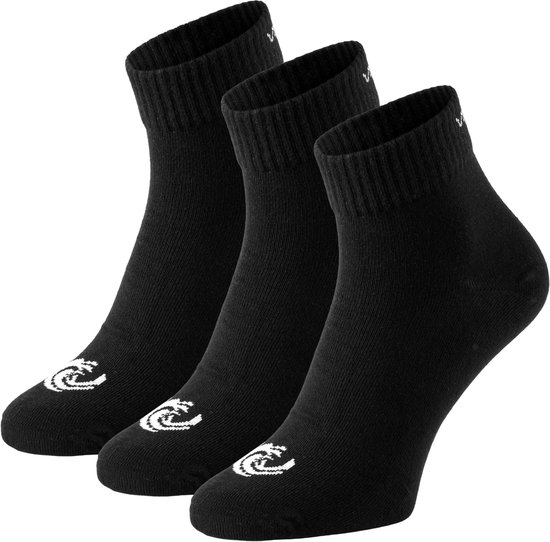 Vinnie-G Quarter Chaussettes Zwart - 3 paires de Socquettes Noires - Unisexe - Taille 43/46