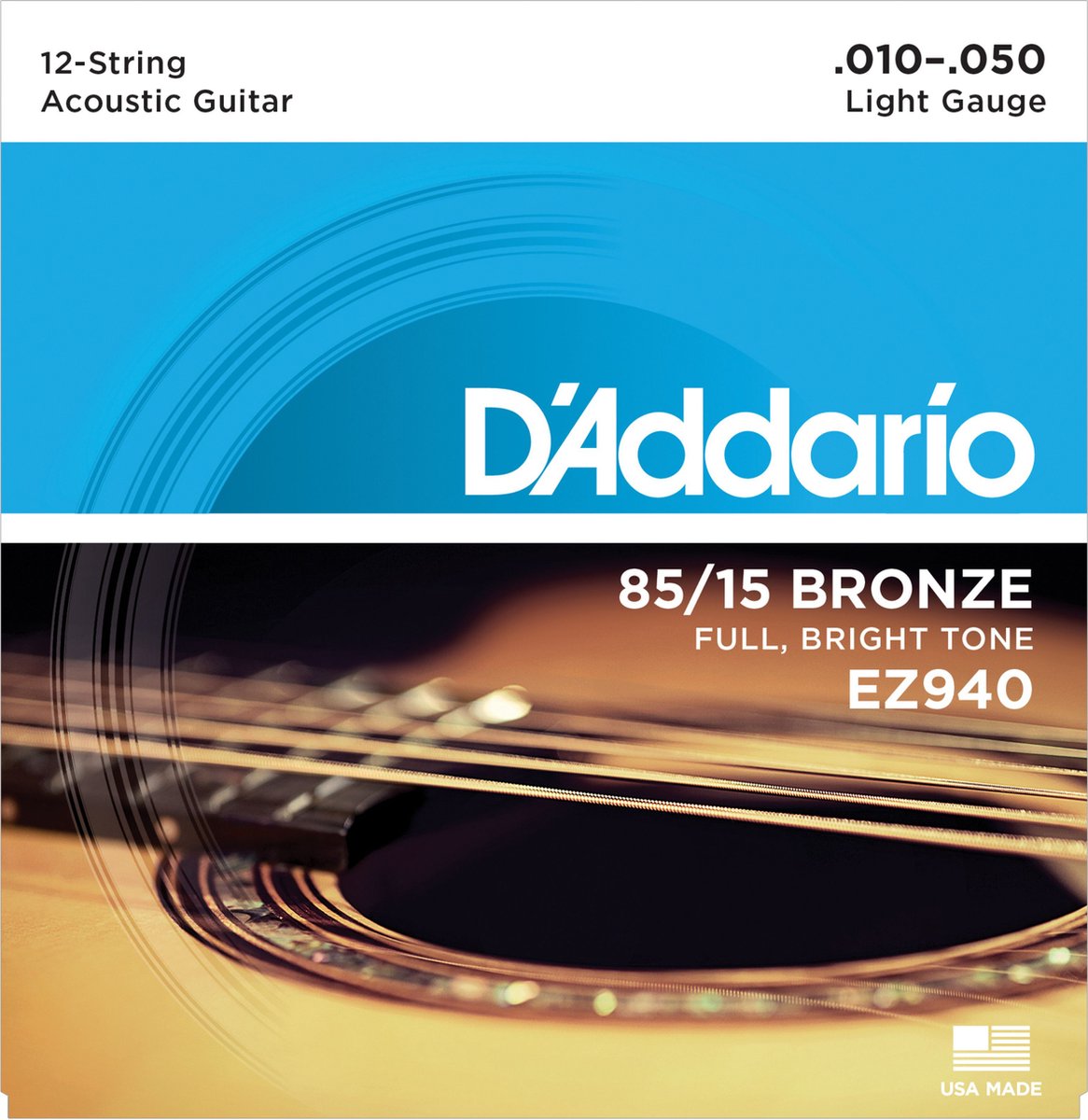 D'Addario EZ940 10-50 12-string 85/15 American Bronze Light