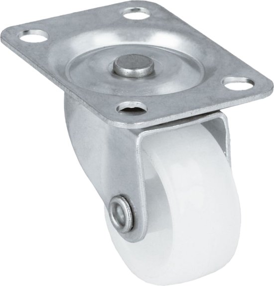 AMIG roulette pivotante/roue de transport - 4x - D25mm - nylon - capacité de charge 40kg - blanc