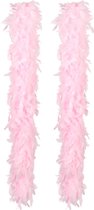Boland Carnaval verkleed boa met veren - 2x - lichtroze - 180 cm - 50 gram - Glitter and Glamour