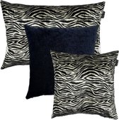 Zippi Design Zebra Art SET Coussins Coussins décoratifs 40 x 60 cm, 2 x 45 x 45 cm Luxe (remplissage de plumes) couleur noir blanc motif zèbre