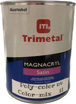 Trimetal Magnacryl Satin - Afwasbare zijdeglans acryl binnen muurverf - 1 L - RAL 9010 puur wit