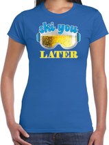 Bellatio Decorations Apres ski t-shirt voor dames - ski you later - blauw - bier/beer - wintersport S