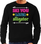 Bellatio Decorations Apres ski sweater voor heren - ski you later alligator - zwart - wintersport S