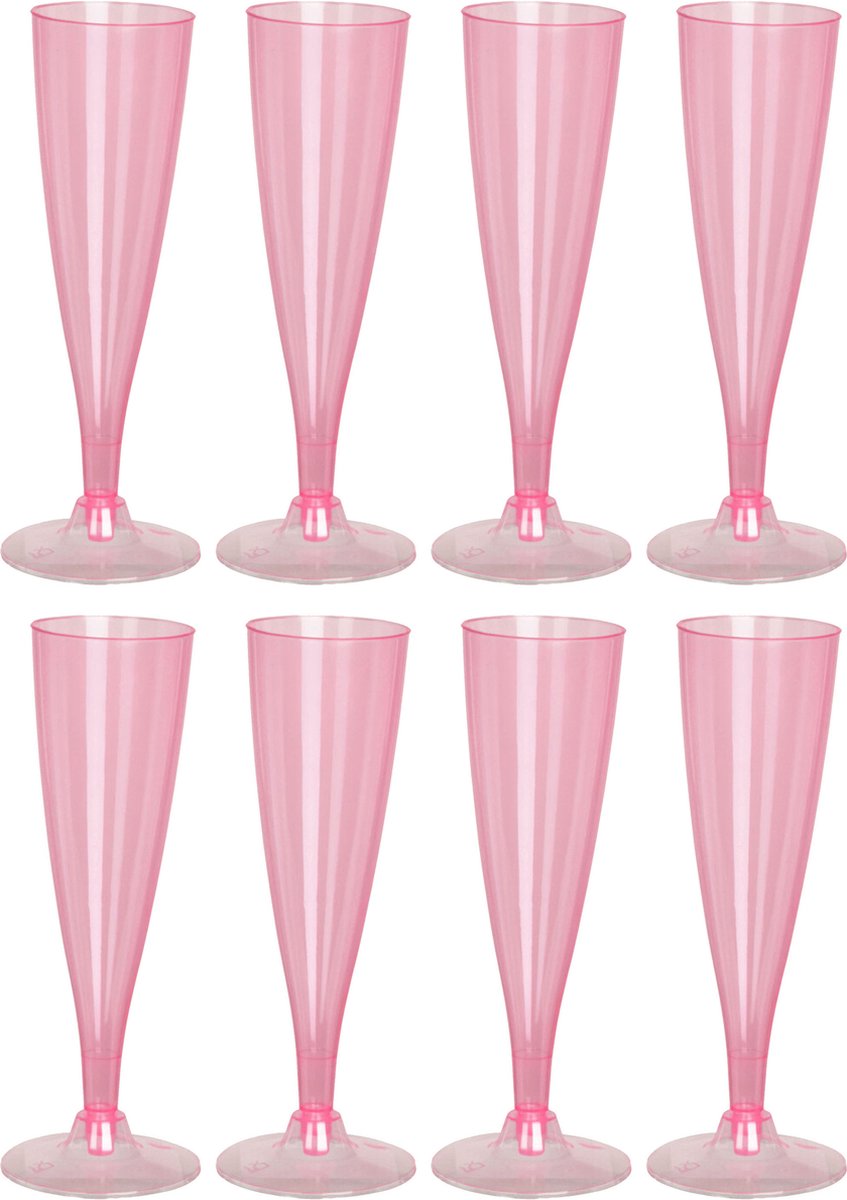 Excellent Houseware EH Prosecco champagneglazen 48x roze kunststof 130 ml herbruikbaar