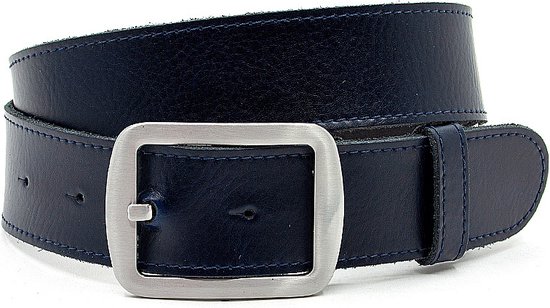 Thimbly Belts Dames riem blauw soft leder - dames riem - 4 cm breed - Blauw - Echt Leer - Taille: 95cm - Totale lengte riem: 110cm