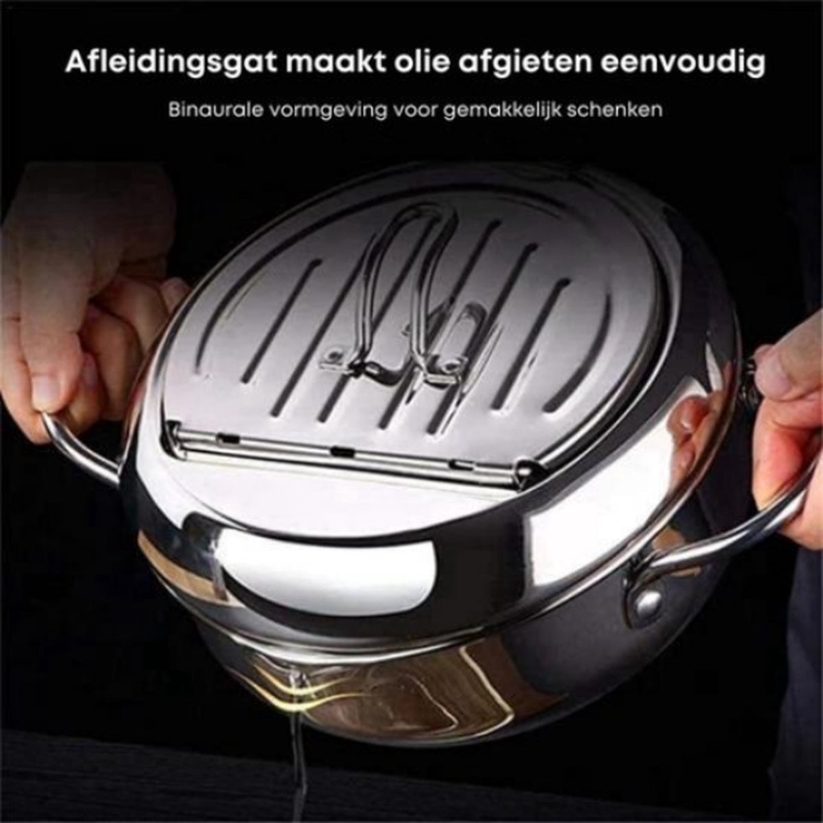 Friteuse Pot, Roestvrij Staal Met Temperatuurregeling En Deksel Japanse Stijl Tempura Koekenpan Ongecoate Friteuse