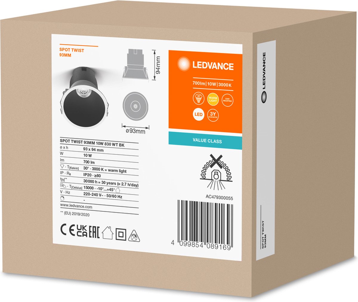 Ledvance SPOT TWIST 93 inbouwspot sw 10W 800lm 830 WT