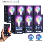 Lideka® - Set van 7 E27 9W Slimme LED Lampen - RGBW - Te Bedienen met App - Aanpasbare Lichtkleur van 2700K tot 6500K - Innovatieve Smart LED Verlichting - Dimbaar - Compatibel met Google & Alexa