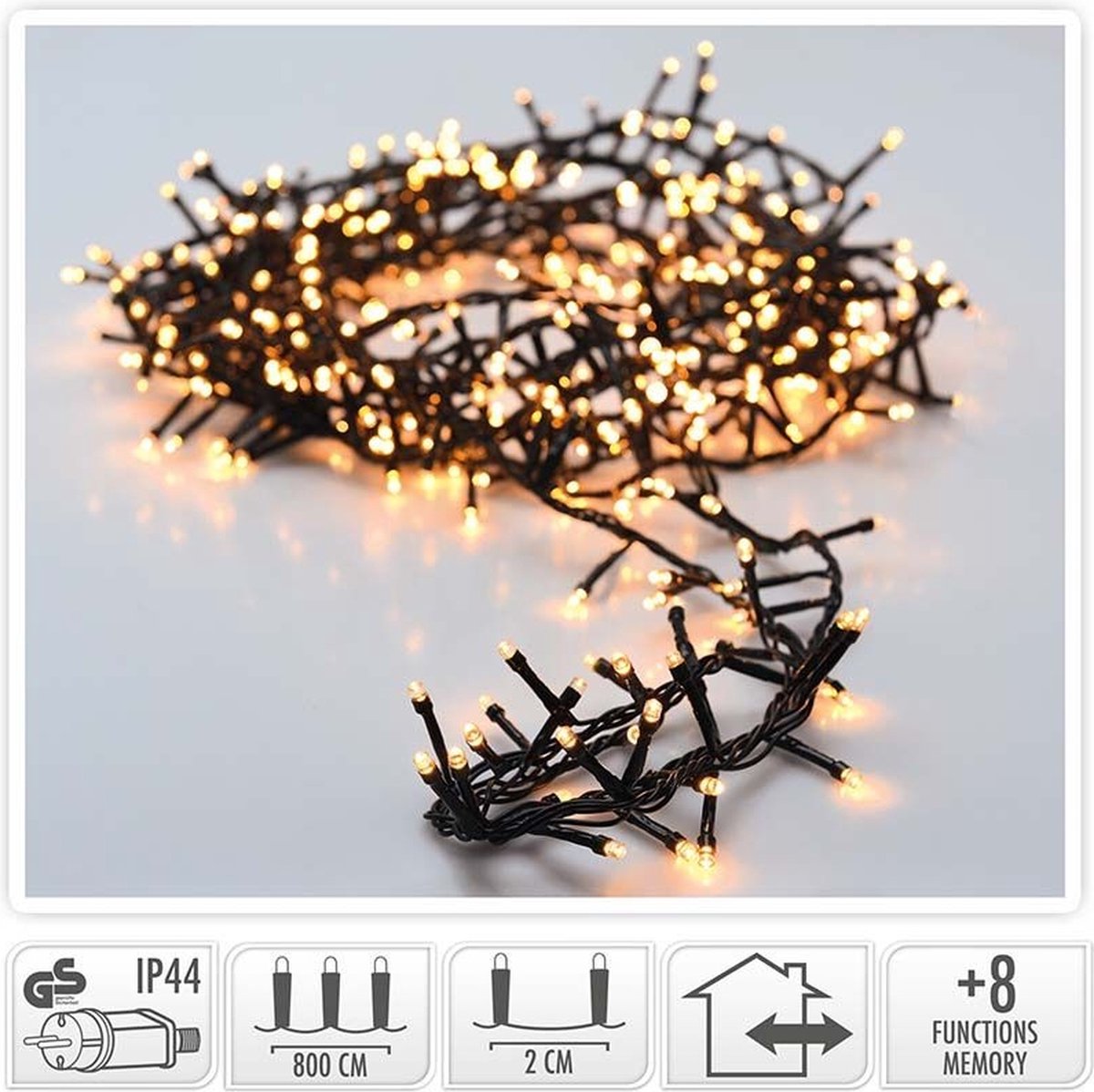 Bol.com Kerstverlichting Clusterverlichting 400LED – 8 meter – warm wit - Voor binnen EN buiten aanbieding