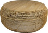 Ronde salontafel - 80x80x36 - Naturel - Rotan/teak