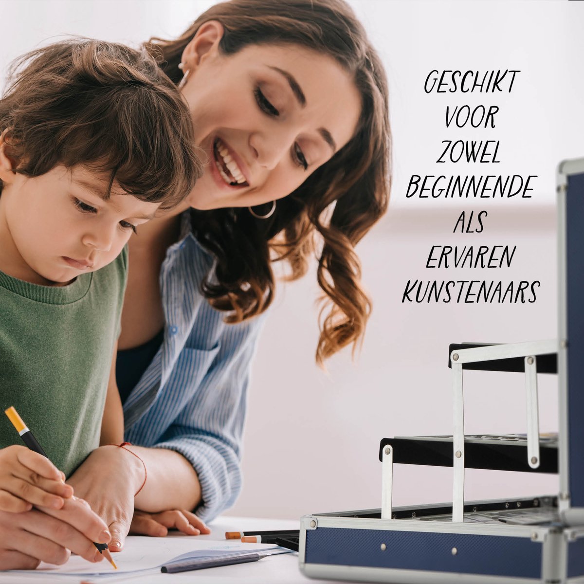 Tekendoos voor Kinderen en Volwassenen 139pcs met kleurpotloden en waskrijt - Schilderkisten - Stiften - Metalen Opbergkoffer — afbeelding 9