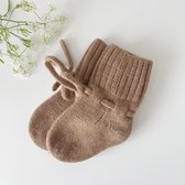 Merino wol sloffen - Bruin - baby sloffen - newborn sokken