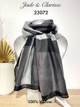 Lange unisex sjaal Onni geblokt motief zwart grijs antraciet lichtgrijs
