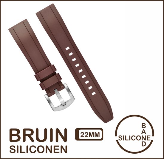 22mm Rubber horlogeband Bruin passend op o.a Casio Seiko Citizen en alle andere merken - 22 mm Bandje - Horlogebandje horlogeband, Siliconen