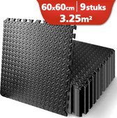 SWILIX® Sport puzzelmatten - Sportmatten - 9 Stuks van 60 x 60 x 1,1cm 3,25 m2 - Zachte Vloertegels - Zwembad Tegels