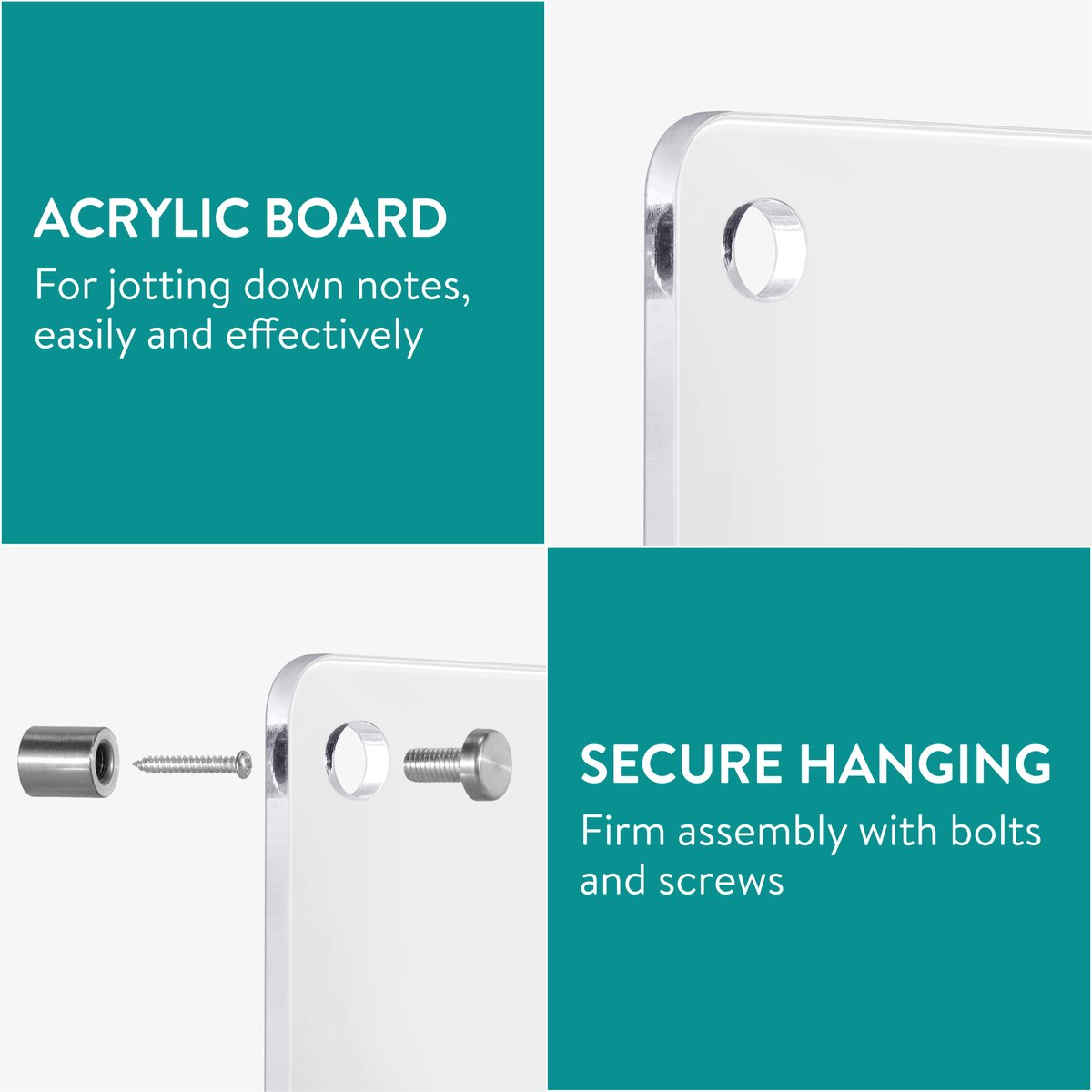 1 set magnetisch acryl whiteboard, magnetisch memobord voor op de