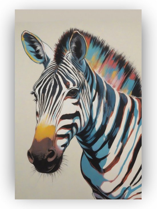 Andy Warhol zebra - Zebra schilderij - Zebra muurdecoratie - Schilderij Warhol - Slaapkamer accessoires - Acrylglas schilderij - 40 x 60 cm 5mm