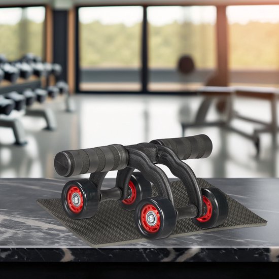 Roue Abdominale Automatique Avec Support De Coude – 4 Roues, Tapis De Genou, Charge Max 150 Kg, Cadeau Fitness