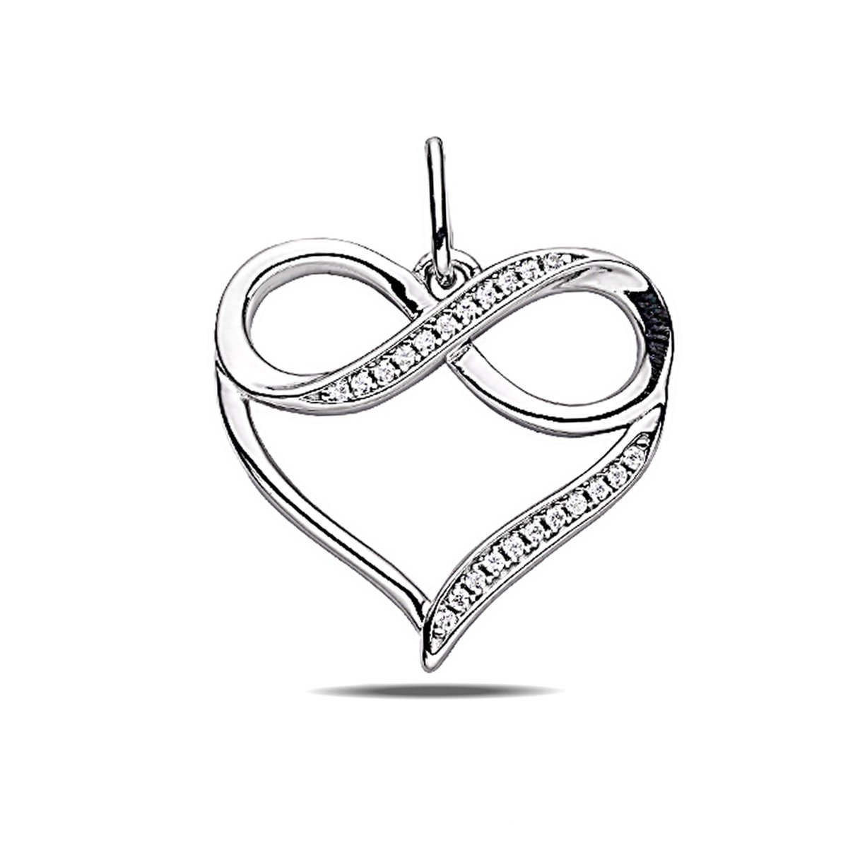 Juwelier Zwartevalk zilveren (gerhodineerd) hart met infinity - 24.257