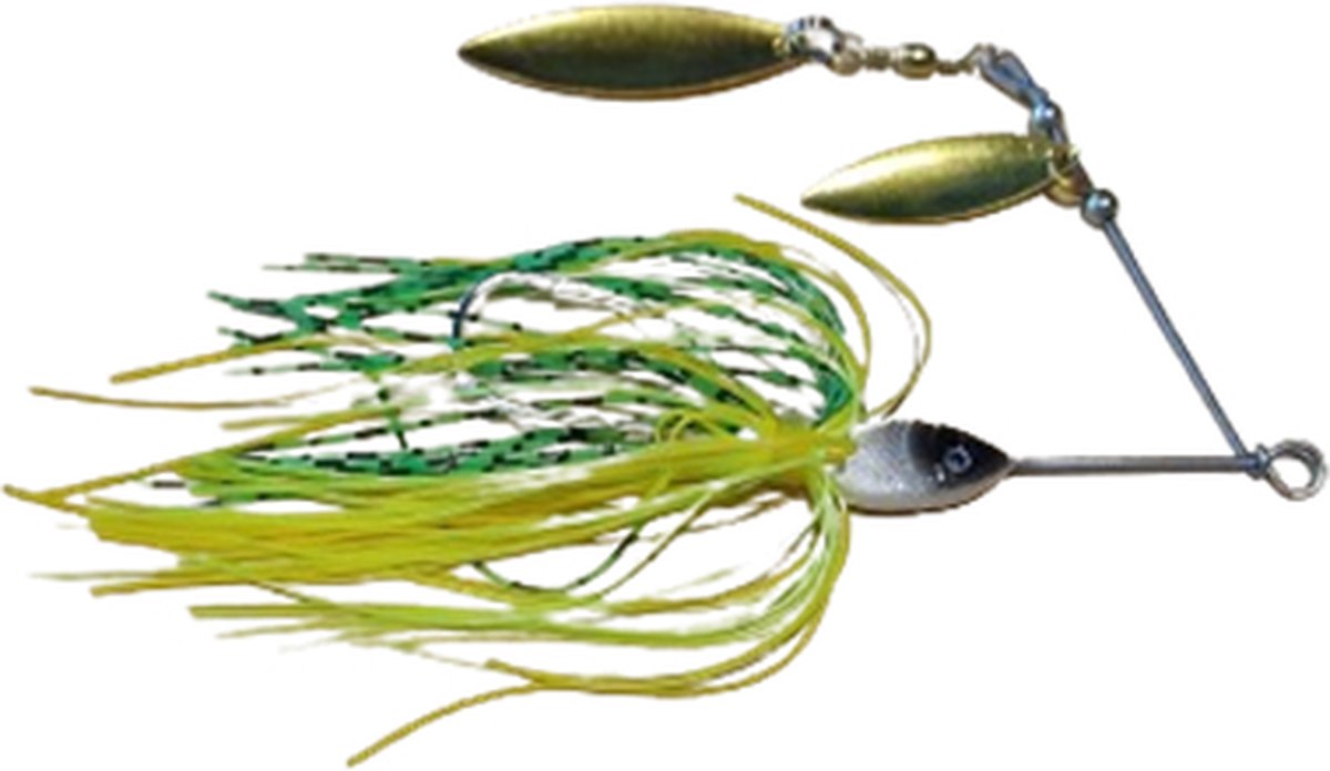 Xplosion- Spinnerbait 1 stuk - 14 gram/ 10 cm - Roofvissen - Zwart - Wit - Geel - Groen