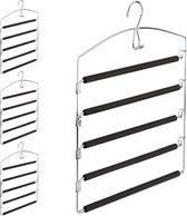 Relaxdays 4x broekhanger - ruimtebesparende kledinghanger metaal - meerdere broeken
