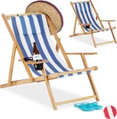 Relaxdays Strandstoel set van 2 - ligstoel - tuinstoel - inklapbaar - gestreept - blauw-strip