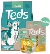 2,5kg + 12x150 gr + 100 gr Teds hondenvoer droog, natvoer & snacks small breed & wortel