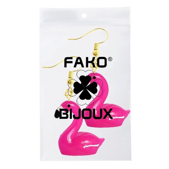Fako Bijoux® - Oorbellen - Flamingo - Kunststof - Roze - Fako Bijoux®