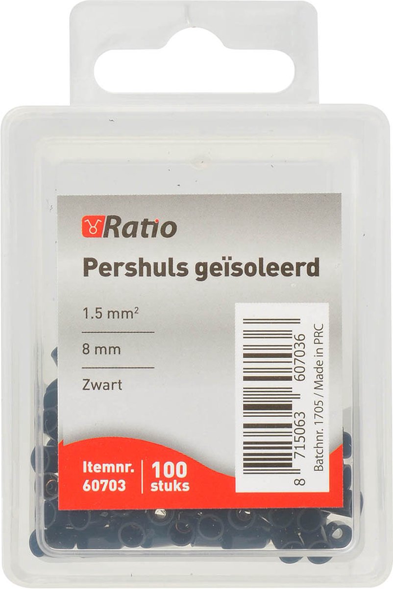 Pershuls geisoleerd 1,5mm² 8mm - 100st in doosje