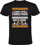 Every year Christmas with beer Heren T-shirt - kerst - bier - kerstmis - feestdag - winter - feest - grappig - kerstshirt