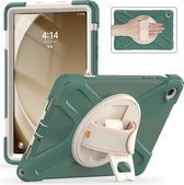 Case2Go- Tablet Hoes geschikt voor Samsung Galaxy Tab A9 Plus (2023) - Hand Strap Heavy Armor Case - Donker Groen