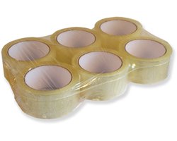 Verpakkingstape - PP Acryl - Transparant - 1 pakket met 6 rollen
