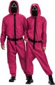 Smiffy's - Squid Game Pak - Netflix Squid Game Driehoek Bewaker Kostuum - Rood - Large / XL - Carnavalskleding - Verkleedkleding