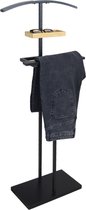 MISOU Dressboy - Kledingstandaard - Kledinghouder - Kledingbutler - Zwart - 114 cm - Kledingrek - Bamboe en metaal