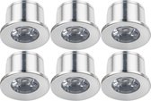 LED Veranda Spot Verlichting 6 Pack - Velvalux - 1W - Warm Wit 3000K - Inbouw - Rond - Mat Zilver - Aluminium - Ø31mm