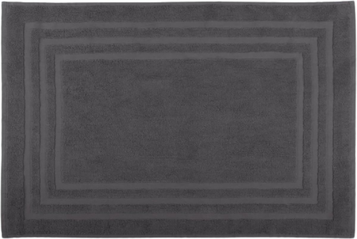 Badmat - Afmeting 45x70 cm - 100% Biologisch Katoen - Kleur Antraciet - Model Lagune - Huislinnen - Zacht en Comfortabel - Ideaal voor de Badkamer