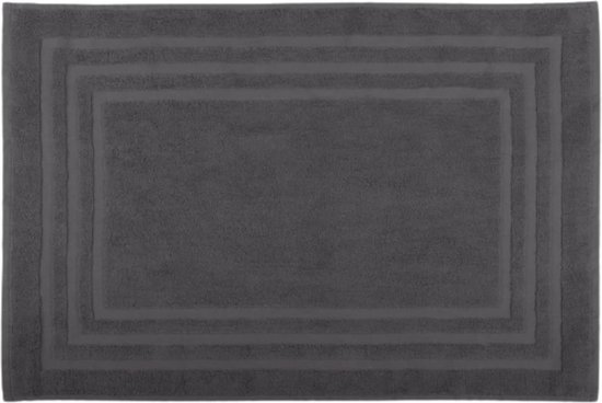 Badmat - Afmeting 45x70 cm - 100% Biologisch Katoen - Kleur Antraciet - Model Lagune - Huislinnen - Zacht en Comfortabel - Ideaal voor de Badkamer