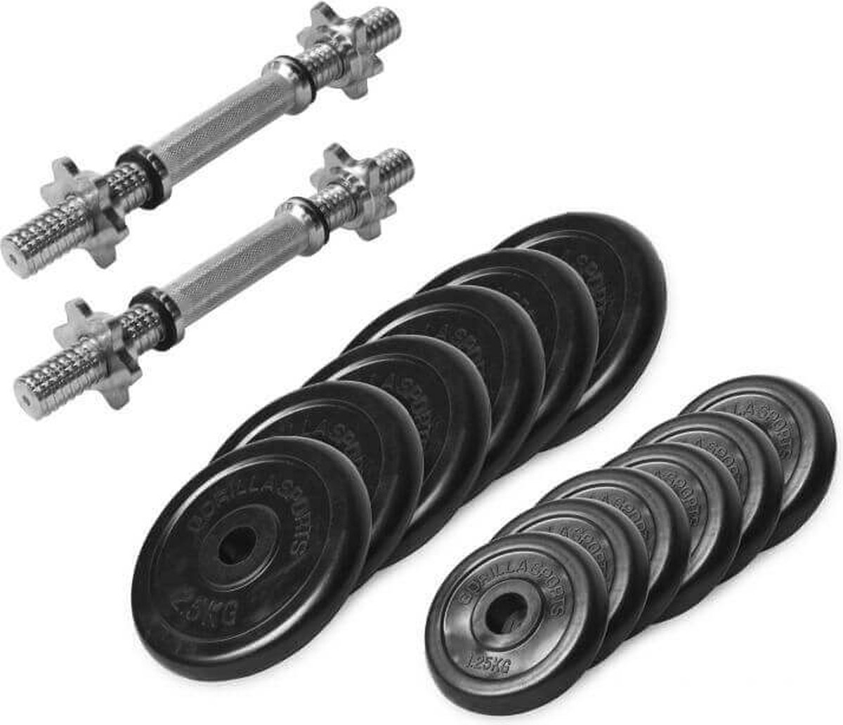 Dumbellset 27,5 kg Rubber