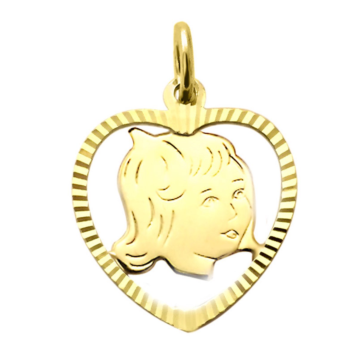 Juwelier Zwartevalk - 14 karaat gouden meisjes kinderkopje hanger - 14.198/14K