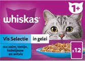 2x Whiskas 1+ - Nourriture Nourriture pour chat - Poisson - Sélection en gelée - sachets repas 24 x 85 g