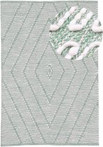 Katoenen tapijt Kelim Durry robuust plat geweven tapijt groen 60x90 cm voor woonkamer, slaapkamer en kinderkamer